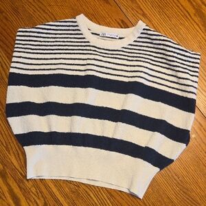 Zara Striped Navy and Cream Sweater